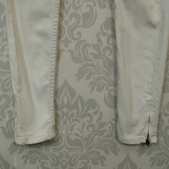 American Apparel White High Waisted Skinny Jeans Size 26 Ankle Zip Cotton - Picture 2 of 8
